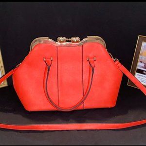 Sunset Orange Flowered Clasp Purse